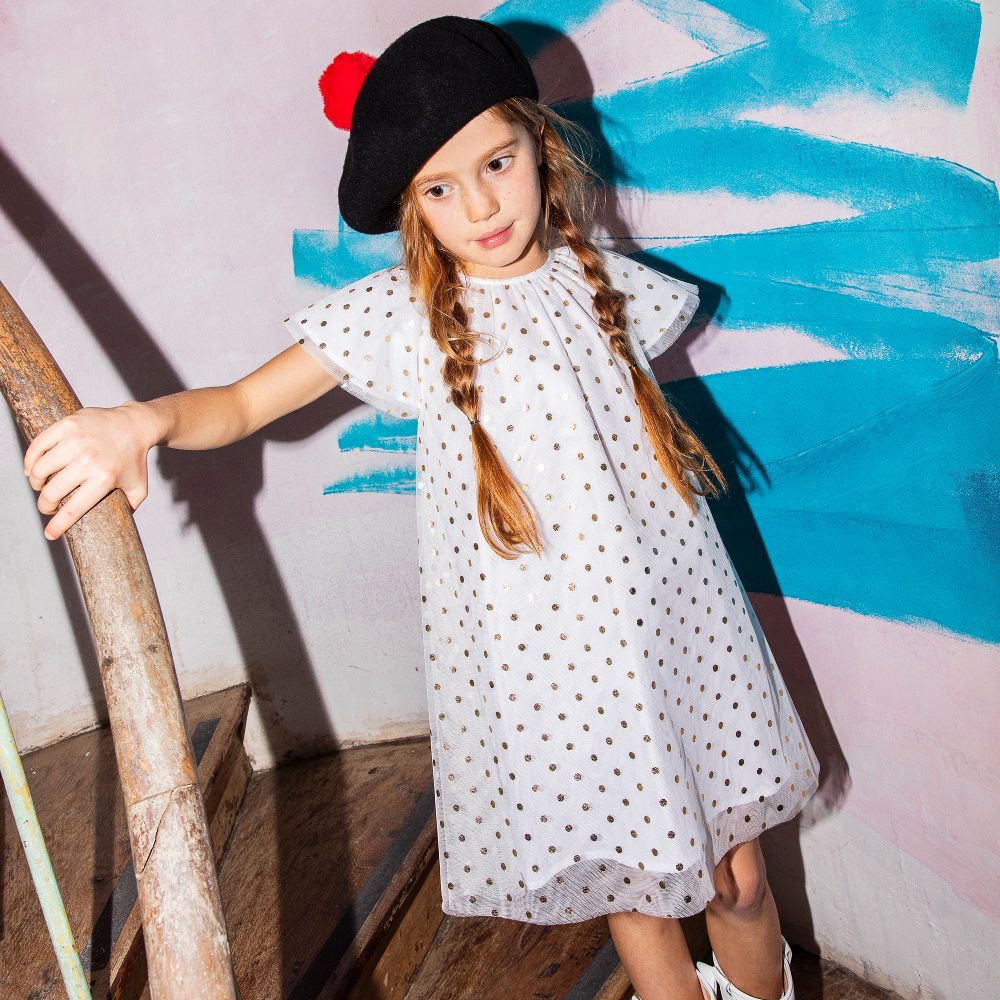 White polka sale dot tulle dress