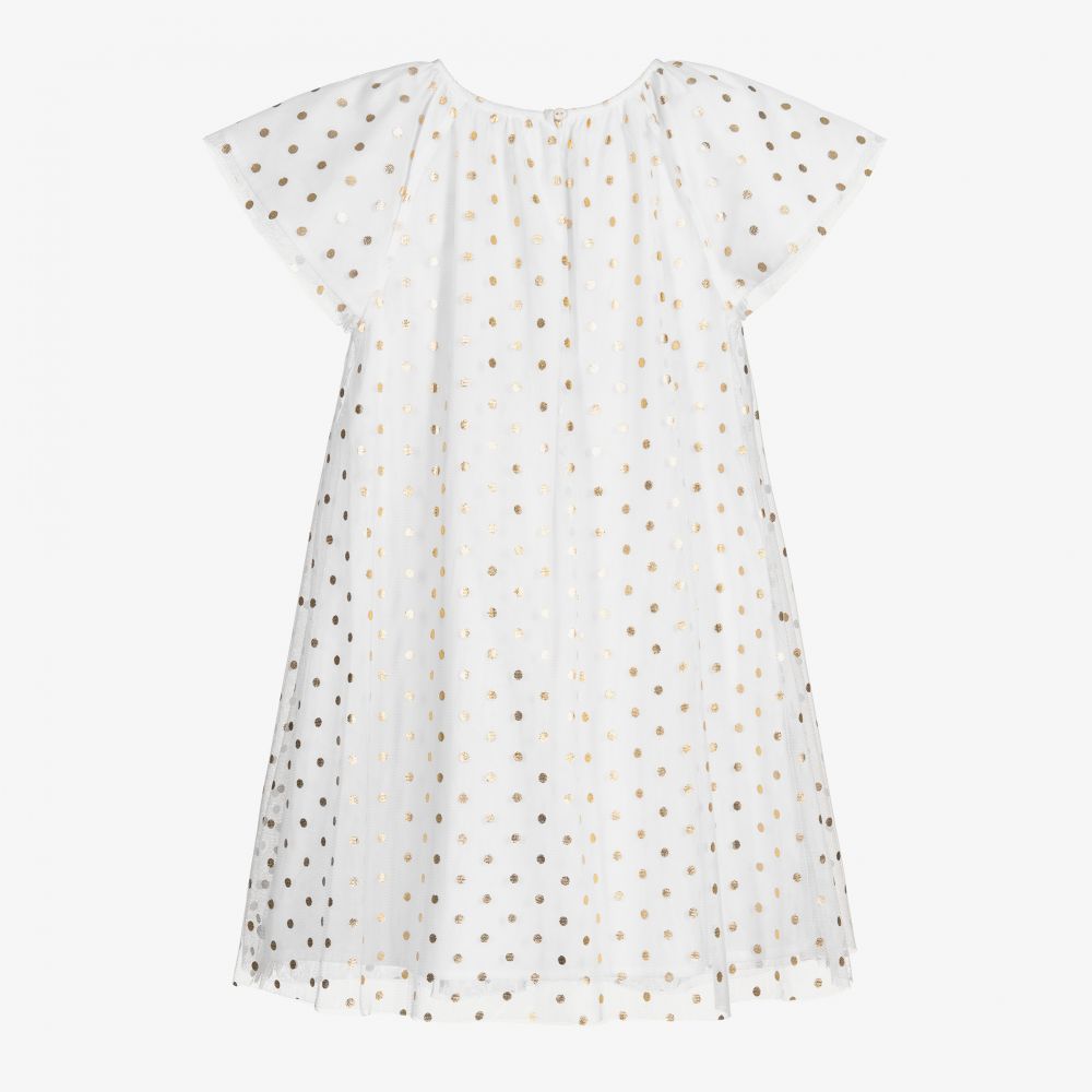 Sonia Rykiel Paris-Белое платье из тюля в горошек | Childrensalon Outlet