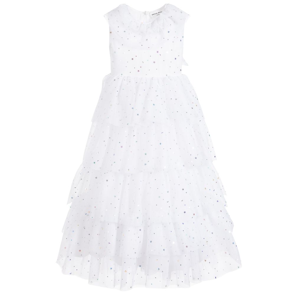 Sonia Rykiel Paris - فستان تول لون أبيض مزين بنجوم | Childrensalon