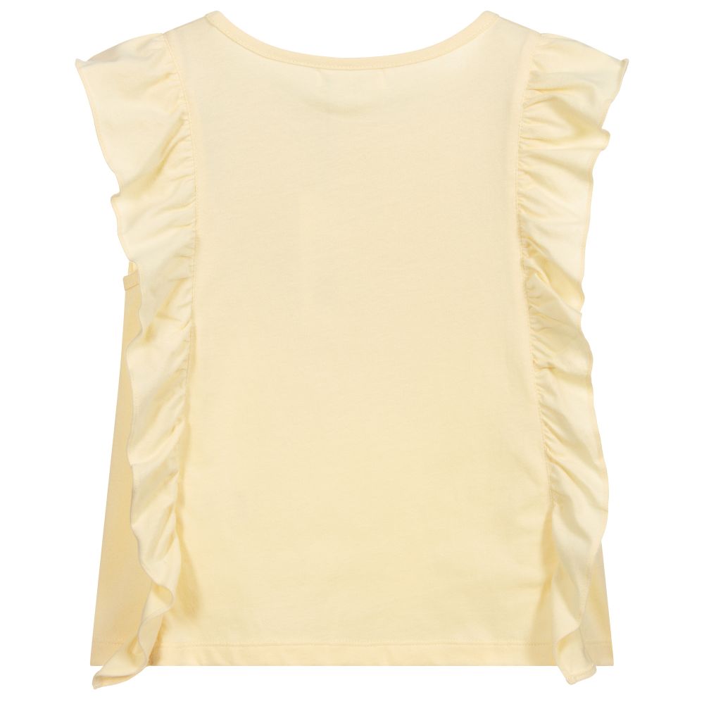 Sonia Rykiel Paris-Yellow Cotton Ruffle T-Shirt | Childrensalon Outlet