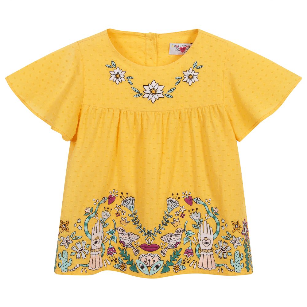 Sonia Rykiel Paris - Желтая блузка с вышивкой | Childrensalon