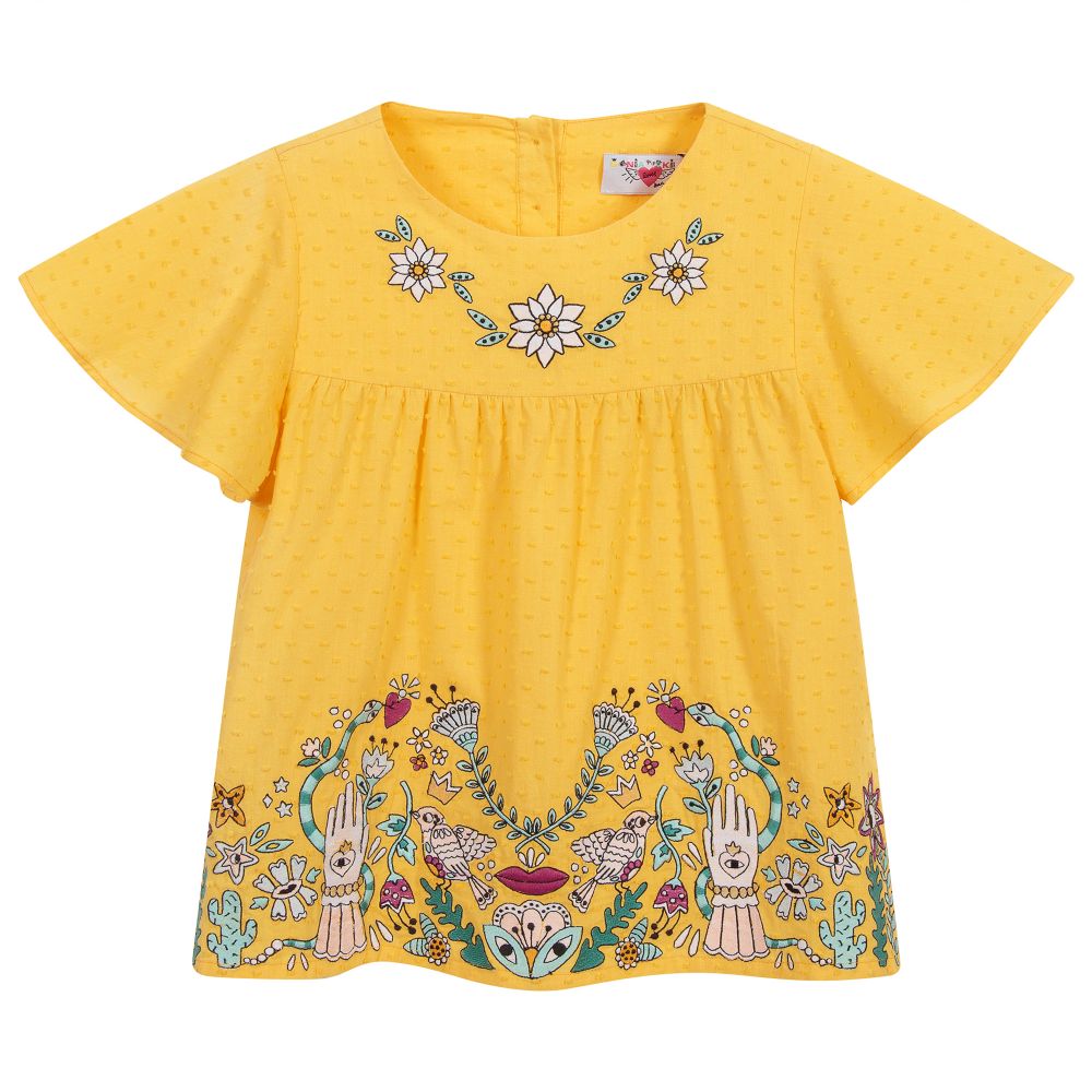 Sonia Rykiel Paris-Yellow Embroidered Blouse | Childrensalon Outlet