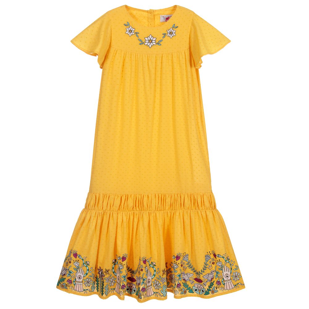 Sonia Rykiel Paris - Gelbes Kleid mit Stickerei | Childrensalon