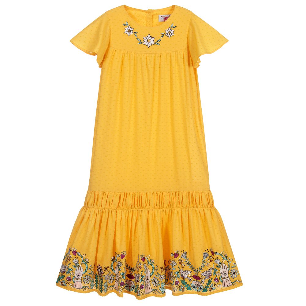 Sonia Rykiel Paris-Yellow Embroidered Dress | Childrensalon Outlet