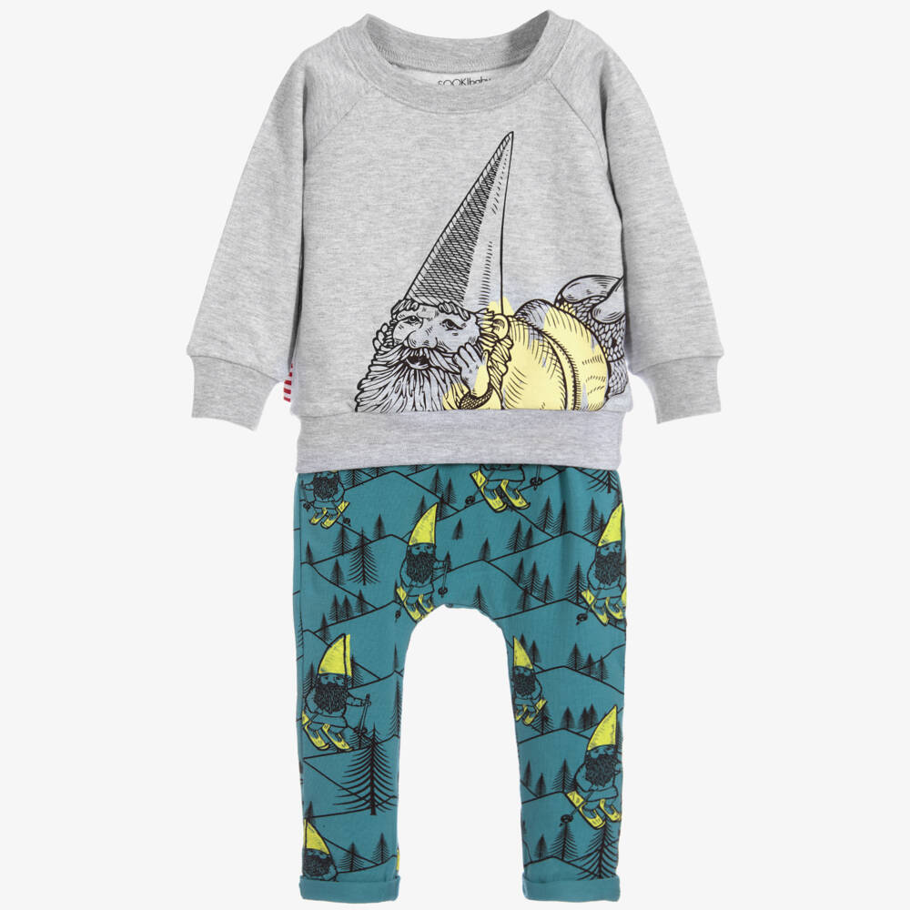 SOOKIbaby-Grey & Green Trousers Set | Childrensalon Outlet