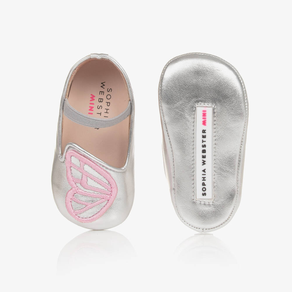 Sophia Webster Mini Baby Girls Silver Butterfly Pre Walker Shoes