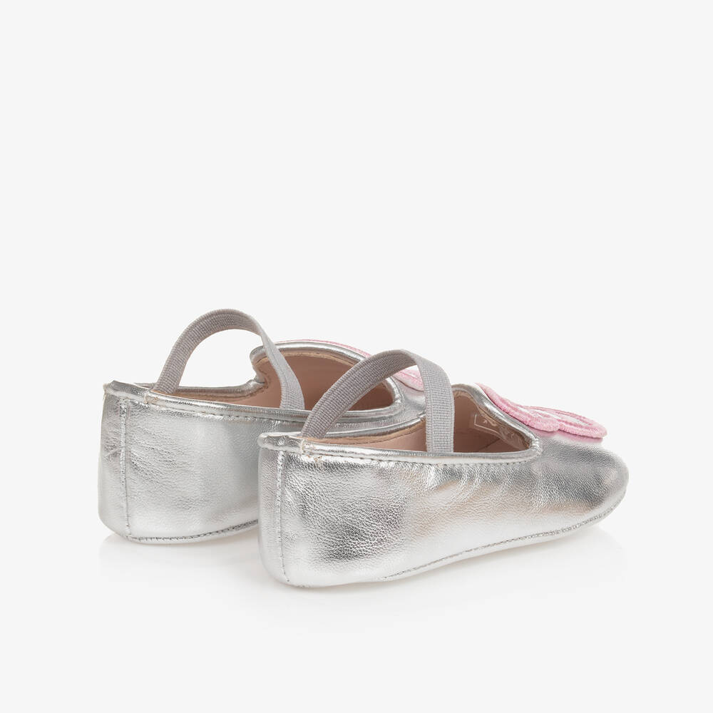 Sophia Webster Mini Baby Girls Silver Butterfly Pre Walker Shoes Childrensalon Outlet