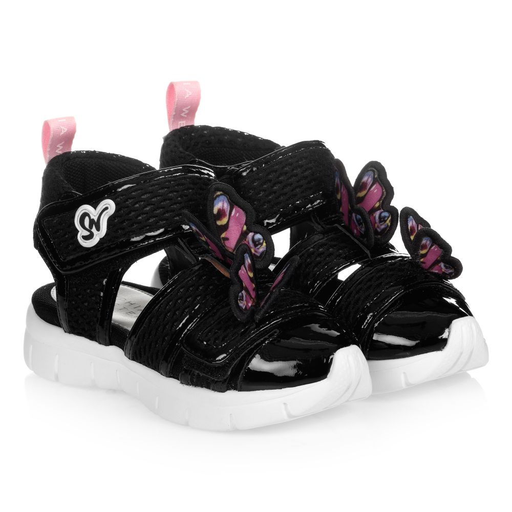 Sophia Webster Mini - Черные сандалии с бабочками Riva | Childrensalon
