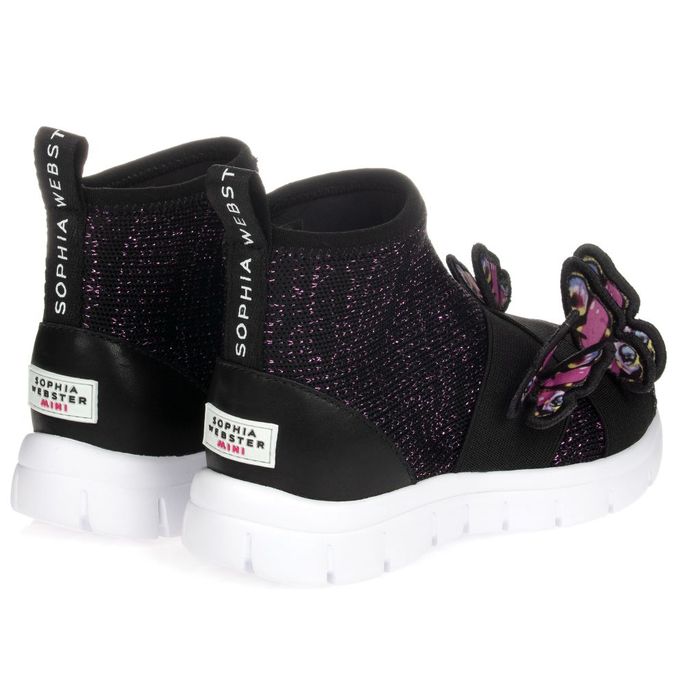 Sophia Webster Mini-Black Butterfly Sock Trainers | Childrensalon Outlet