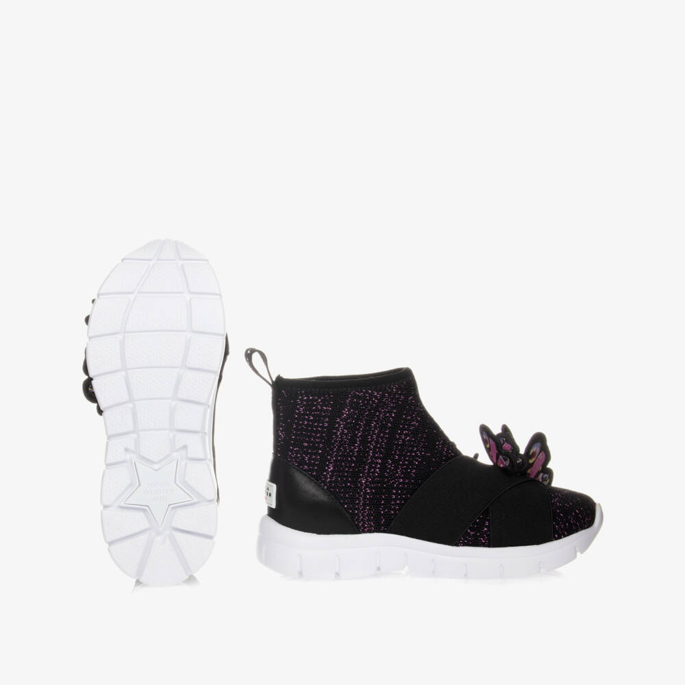 Sophia Webster Mini-Черные кроссовки-носки с бабочками | Childrensalon Outlet