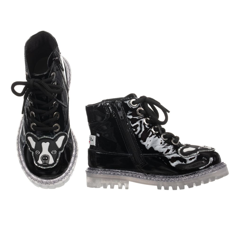 Sophia Webster Mini-Black Patent Leather Boots | Childrensalon Outlet
