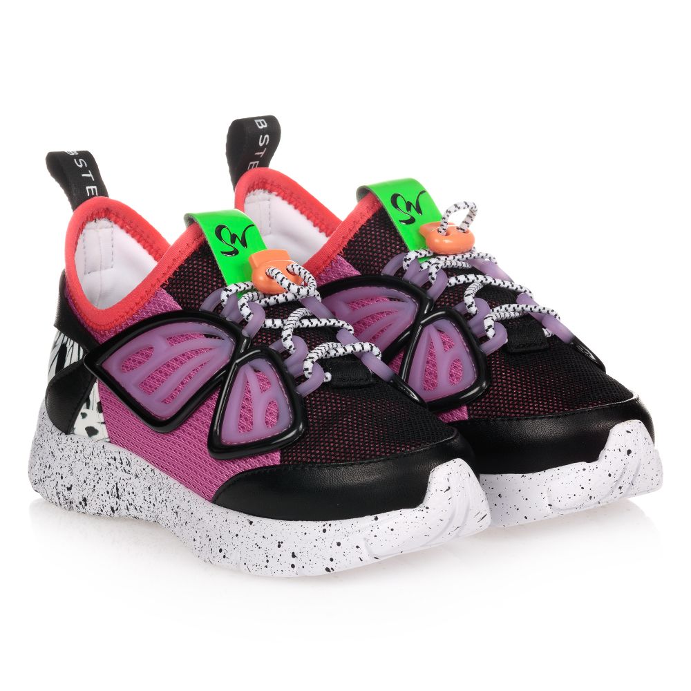 Sophia Webster Mini - Baskets noires et violettes Fly By | Childrensalon