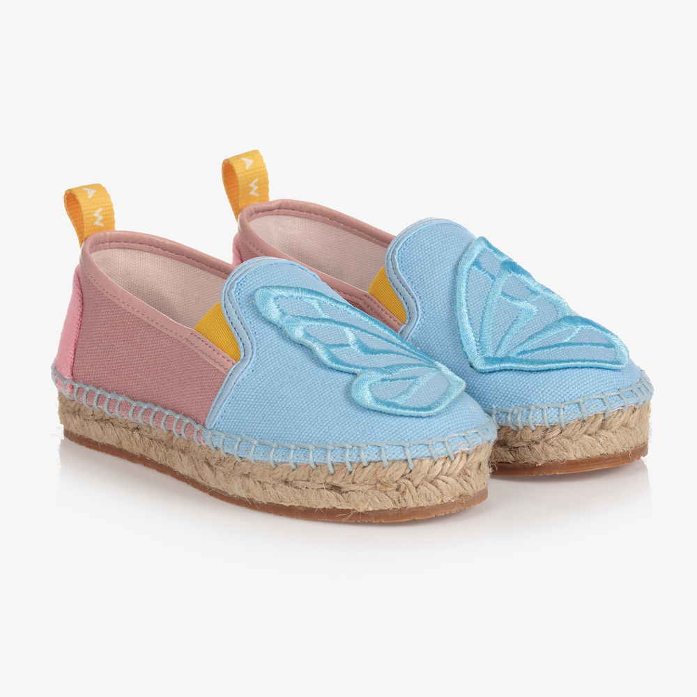 Sophia Webster Mini - Flache Espadrilles in Blau und Rosa | Childrensalon