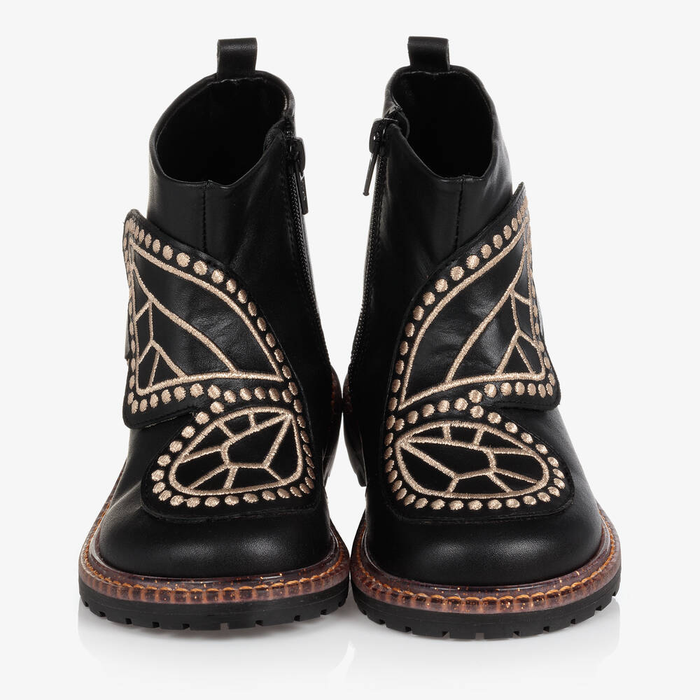 Sophia Webster Mini - Girls Black Leather Karina Boots | Childrensalon ...