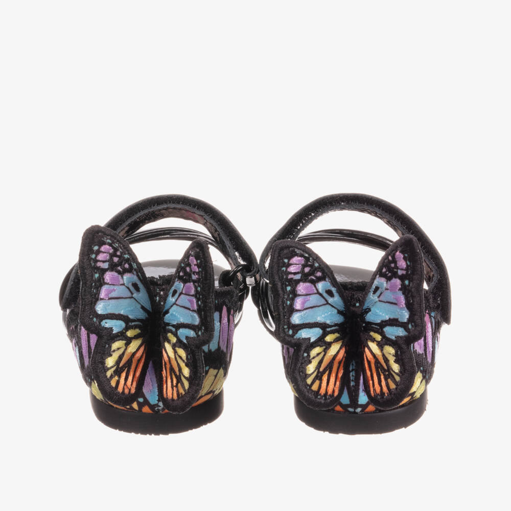 Sophia Webster Mini-Girls Black Leather Sandals | Childrensalon Outlet