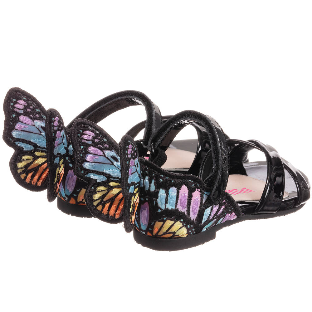 Sophia Webster Mini-Girls Black Leather Sandals | Childrensalon Outlet