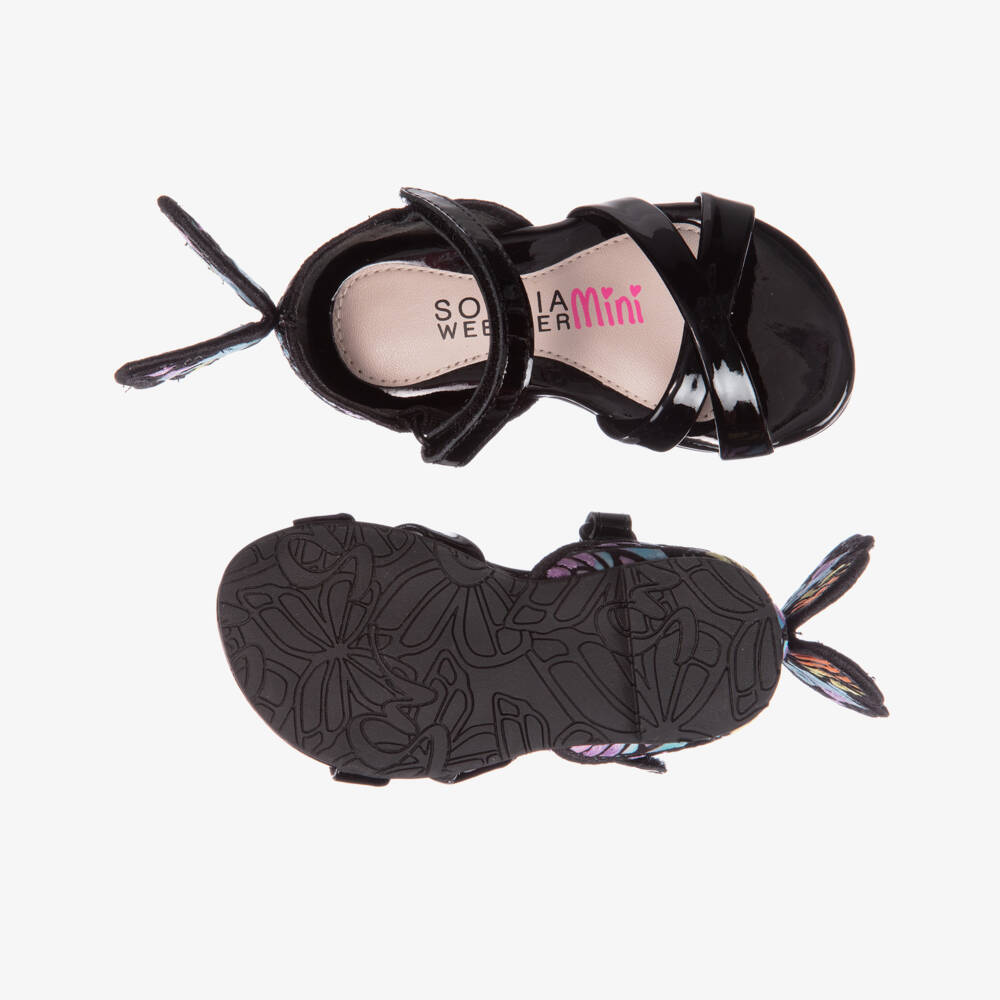 Sophia Webster Mini-Girls Black Leather Sandals | Childrensalon Outlet