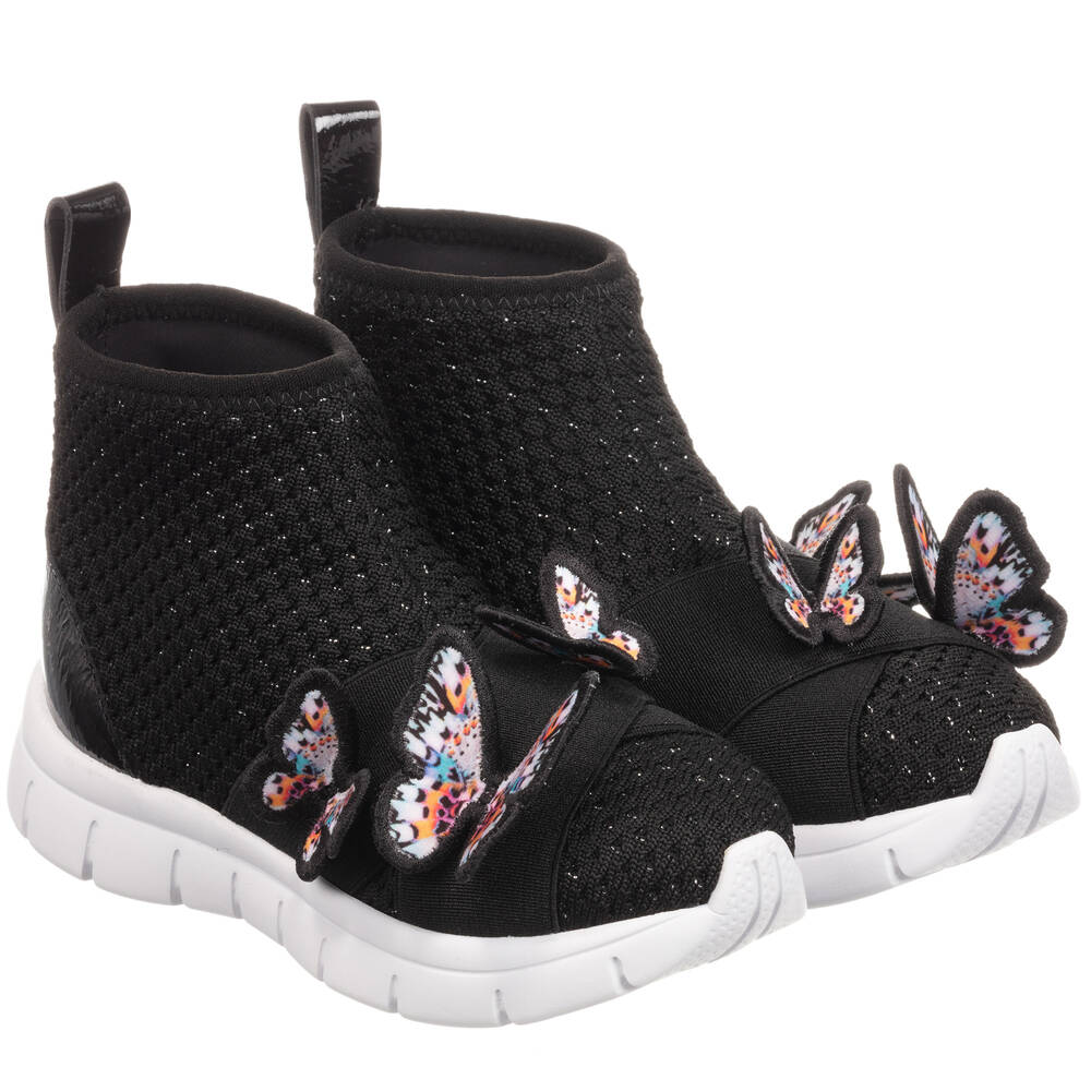 Sophia Webster Mini - Girls Black Sock Trainers | Childrensalon