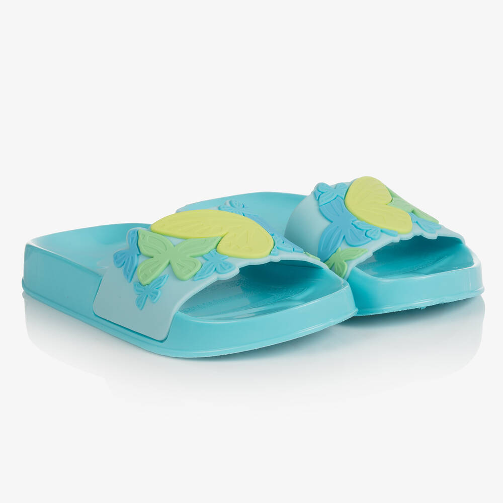 Sophia Webster Mini - Girls Blue Butterfly Jelly Sliders | Childrensalon