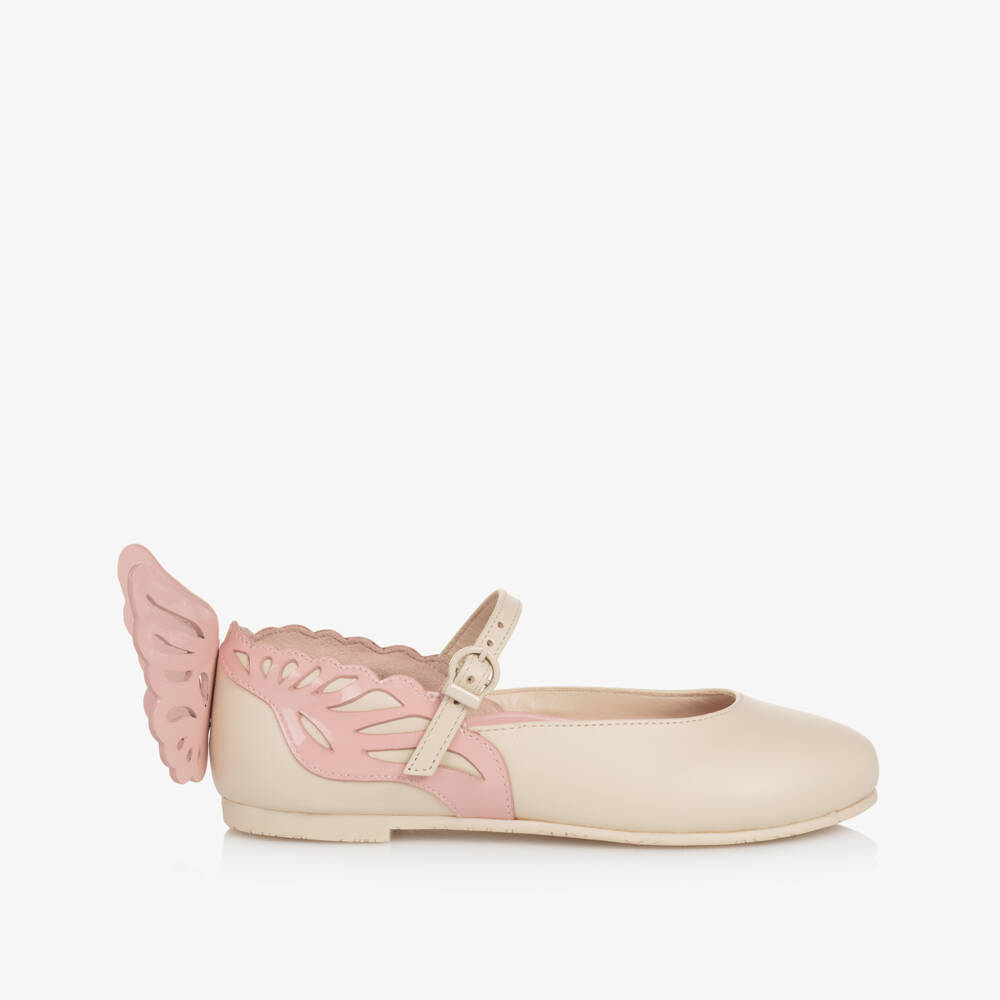 Sophia Webster Mini-Girls Creamy Leather Angelic Flats | Childrensalon Outlet