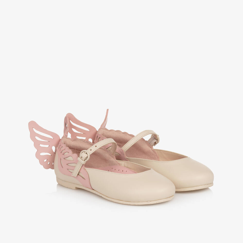 Sophia Webster Mini-Girls Creamy Leather Angelic Flats | Childrensalon Outlet