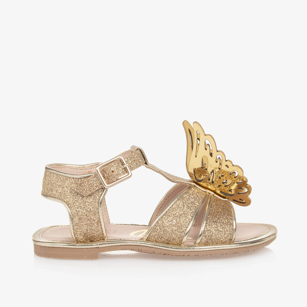 Sophia Webster Mini-Girls Gold Butterfly Celeste Sandals | Childrensalon Outlet