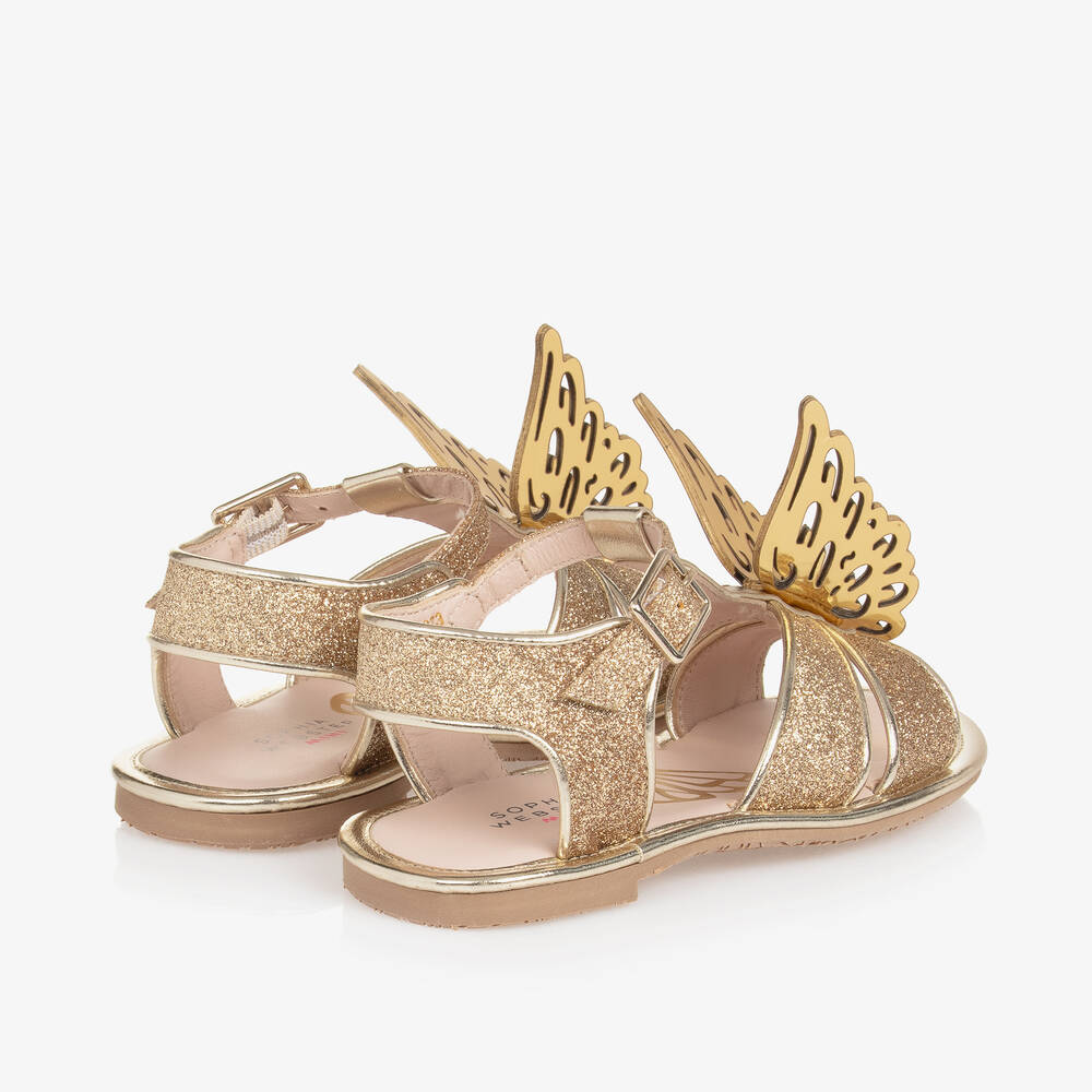 Sophia Webster Mini-Girls Gold Butterfly Celeste Sandals | Childrensalon Outlet