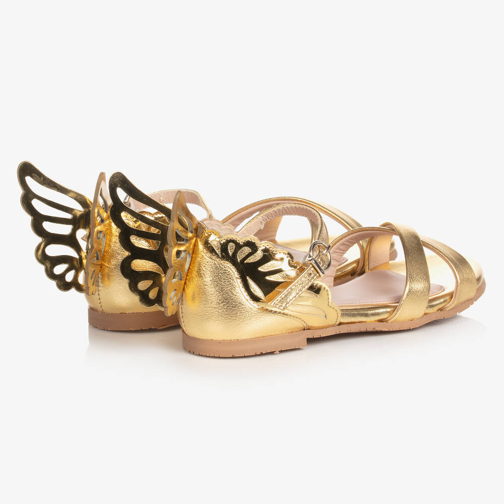 Sophia Webster Mini-Girls Gold Leather Heavenly Sandals | Childrensalon Outlet