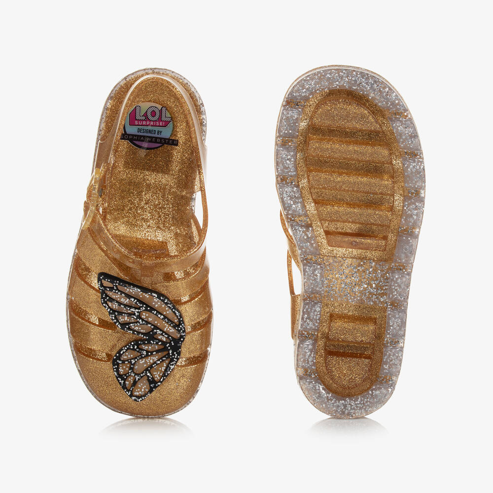 Sophia Webster Mini-Girls Gold LOL Surprise Jelly Sandals | Childrensalon Outlet