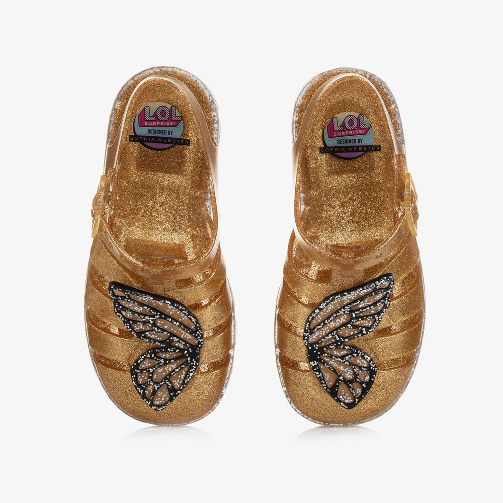 SOPHIA WEBSTER MINI Girls Gold LOL Surprise Jelly Sandals