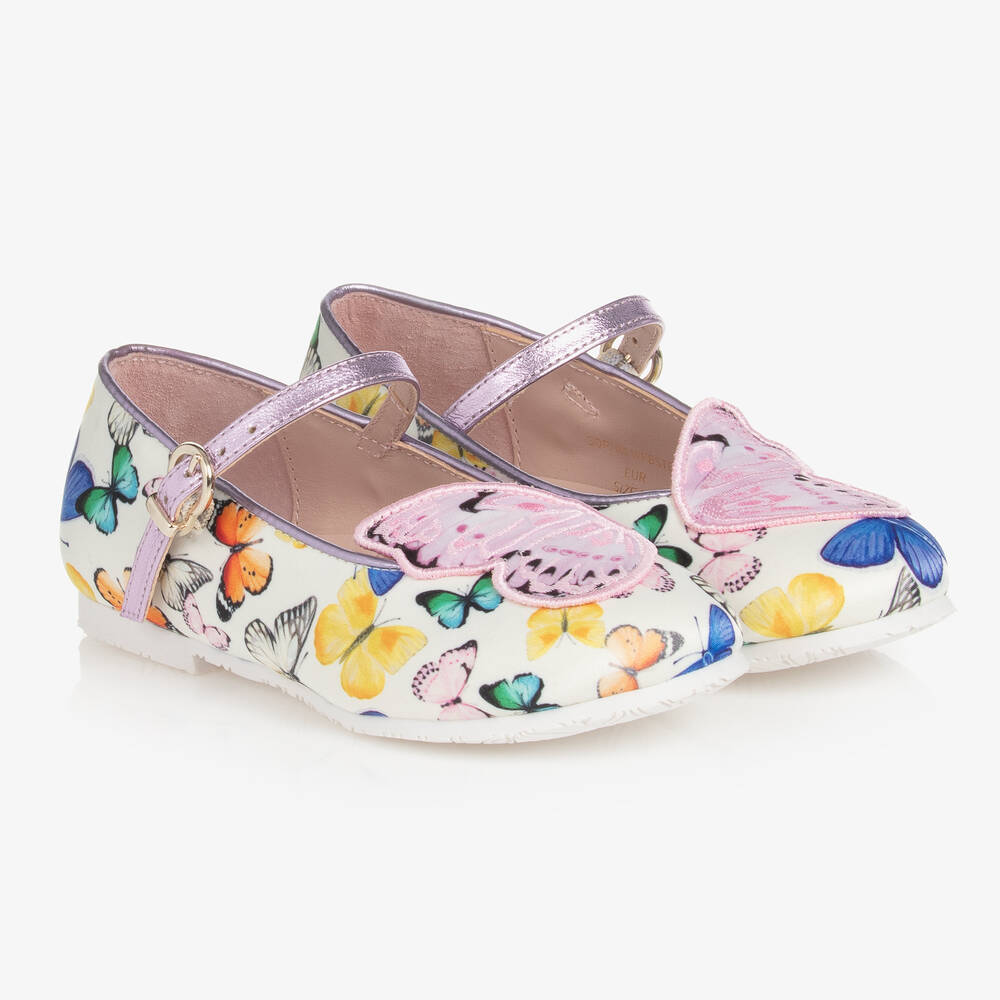 Sophia Webster Mini - Girls Ivory Butterfly Ballerina Flats  | Childrensalon