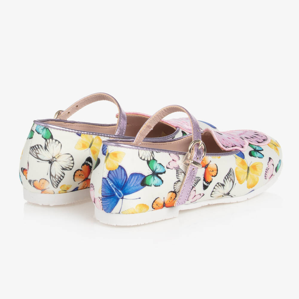 Sophia Webster Mini Girls Ivory Butterfly Ballerina Flats