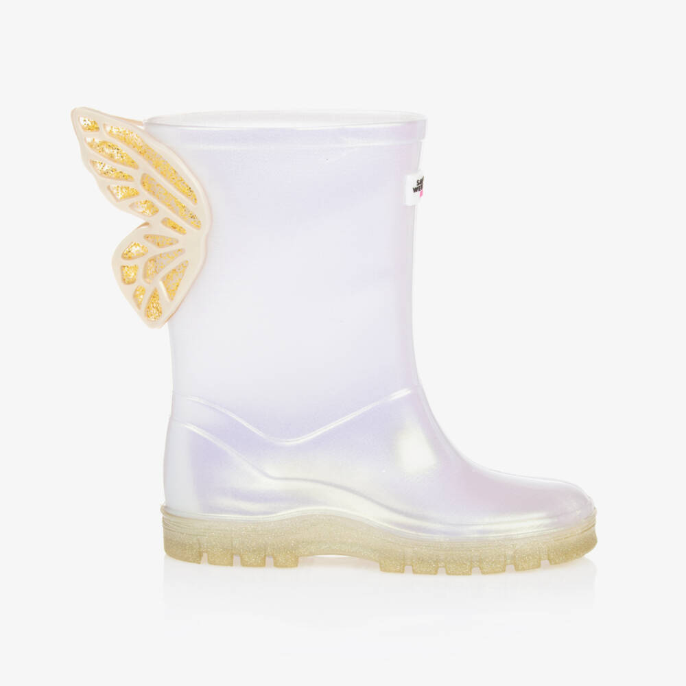 Sophia Webster Mini-Girls Ivory Butterfly Wellies | Childrensalon Outlet