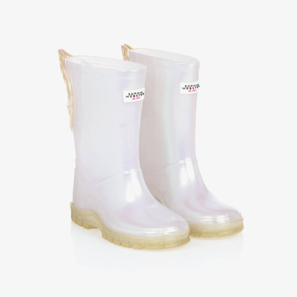 Sophia Webster Mini-Girls Ivory Butterfly Wellies | Childrensalon Outlet