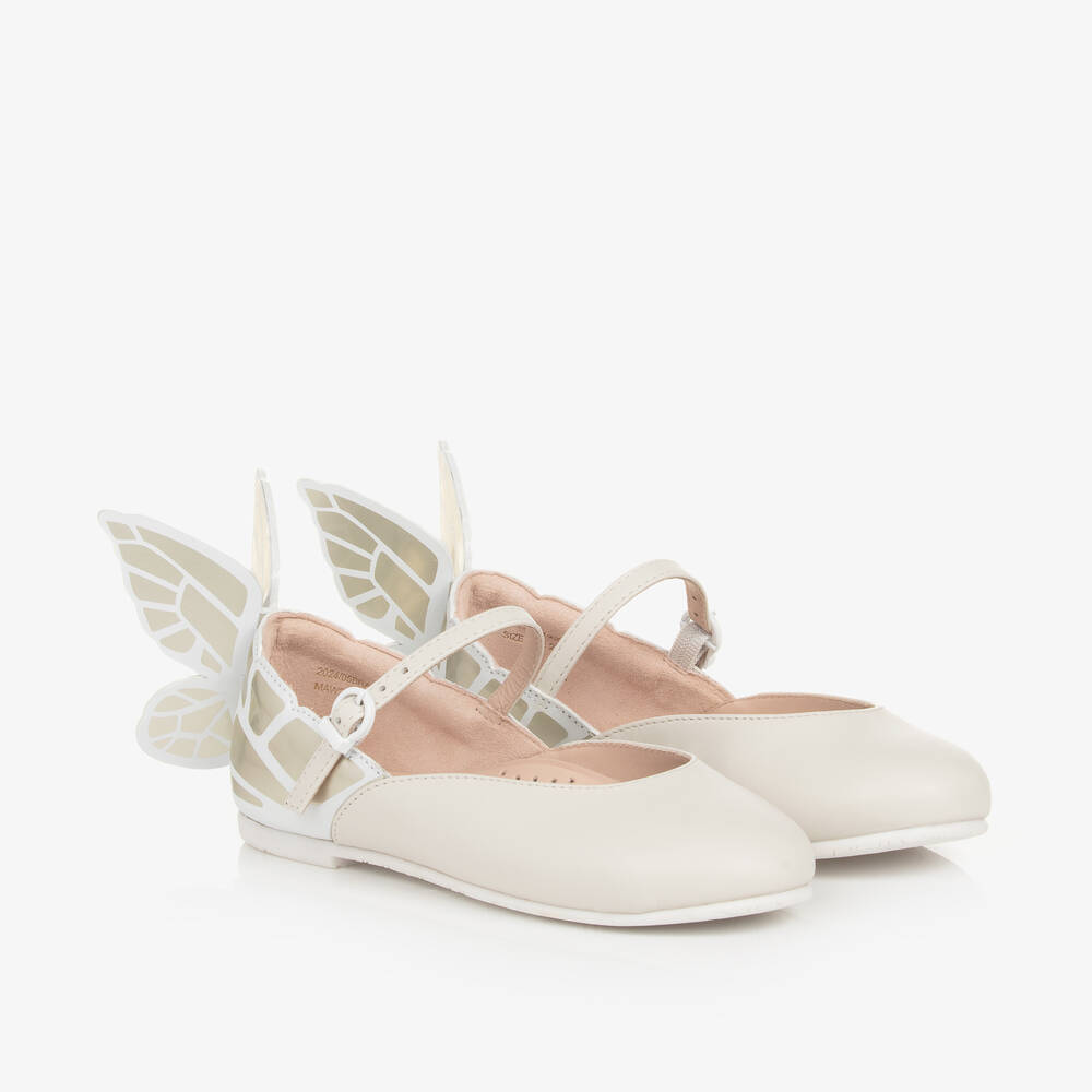 Sophia Webster Mini-Girls Ivory Leather Shoes | Childrensalon Outlet
