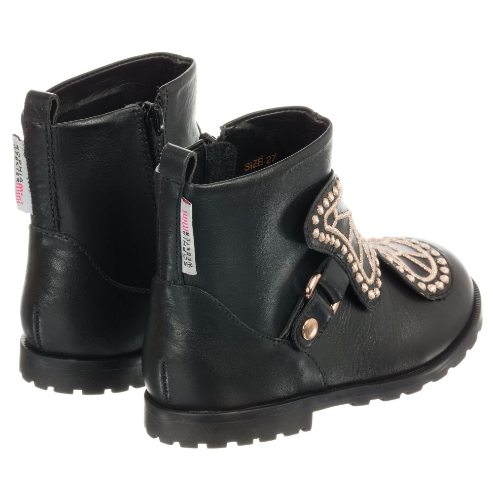 Sophia Webster Mini-بوت جلد لون أسود للبنات | Childrensalon Outlet