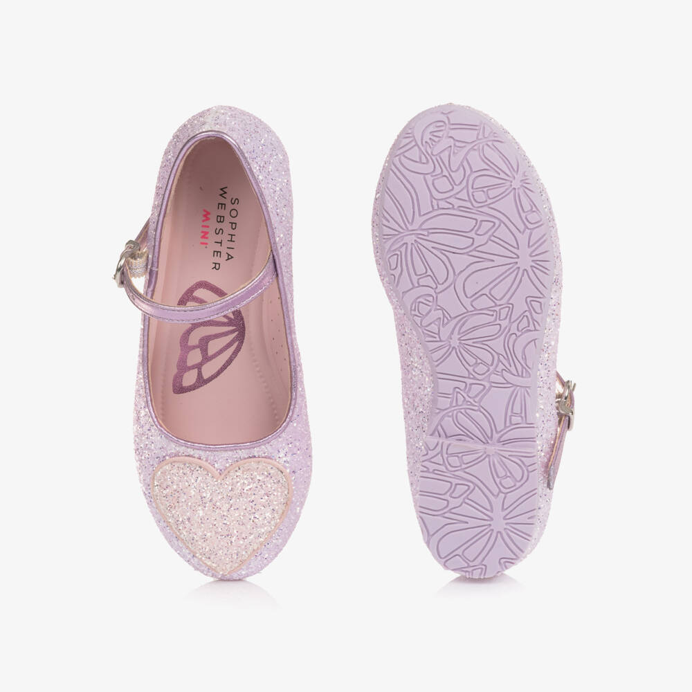 Sophia Webster Mini-Girls Lilac Purple Glitter Embellished Leather Shoes | Childrensalon Outlet