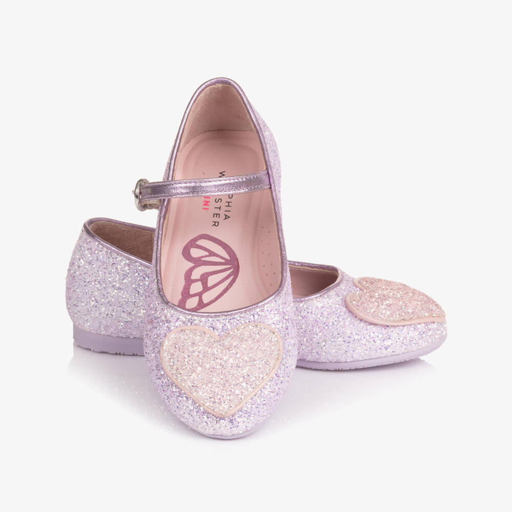 Sophia Webster Mini-Girls Lilac Purple Glitter Embellished Leather Shoes | Childrensalon Outlet
