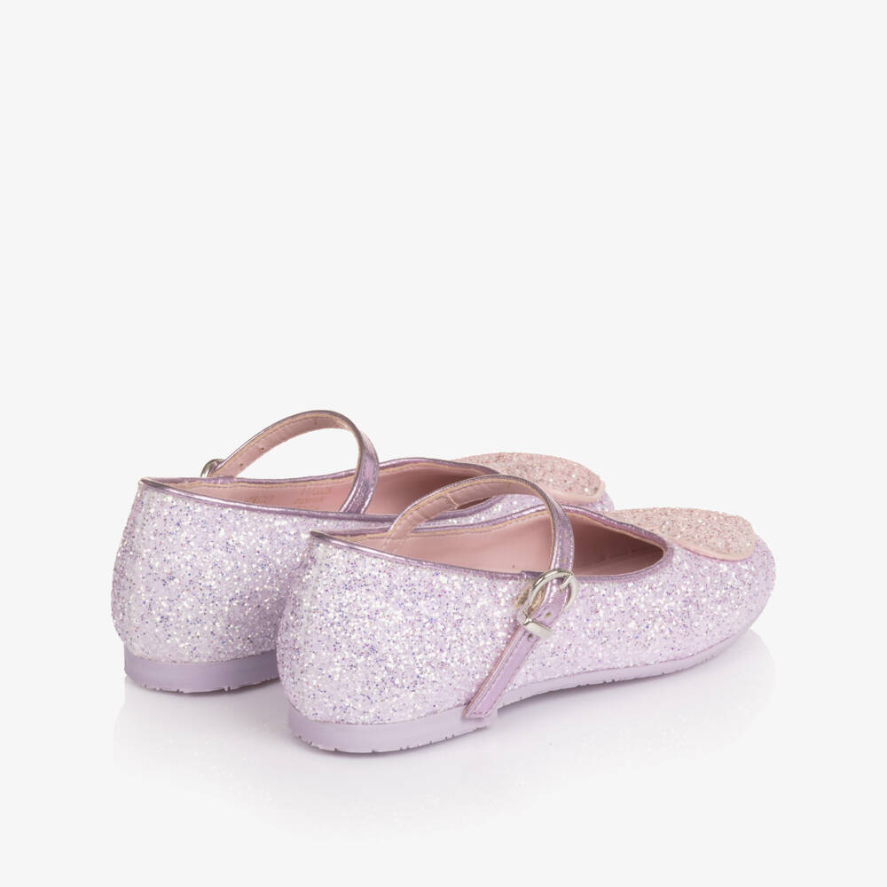 Sophia Webster Mini-Girls Lilac Purple Glitter Embellished Leather Shoes | Childrensalon Outlet
