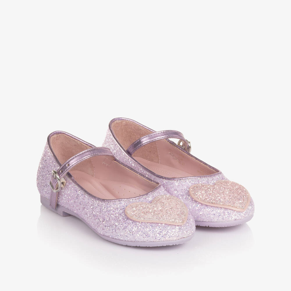 Sophia Webster Mini-Girls Lilac Purple Glitter Embellished Leather Shoes | Childrensalon Outlet