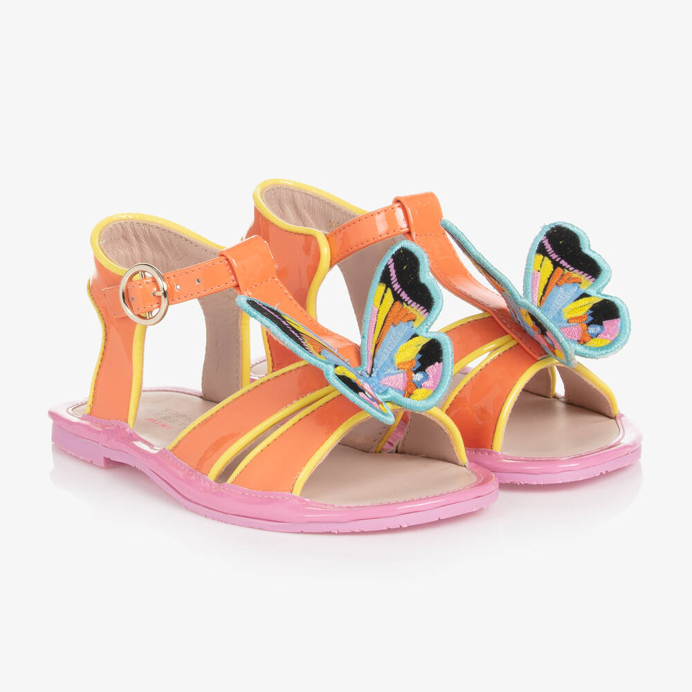 Sophia Webster Mini - Girls Orange Butterfly Sandals | Childrensalon