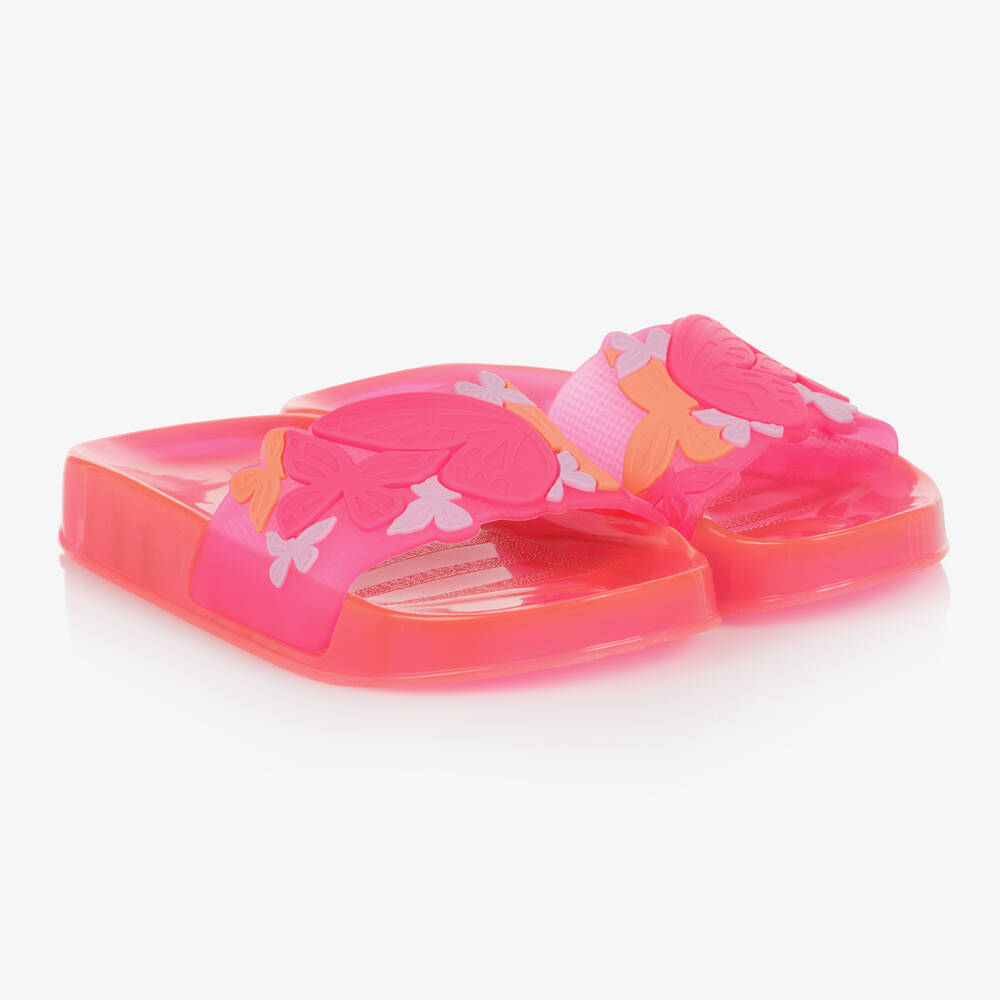Girls Pink Butterfly Jelly Sliders