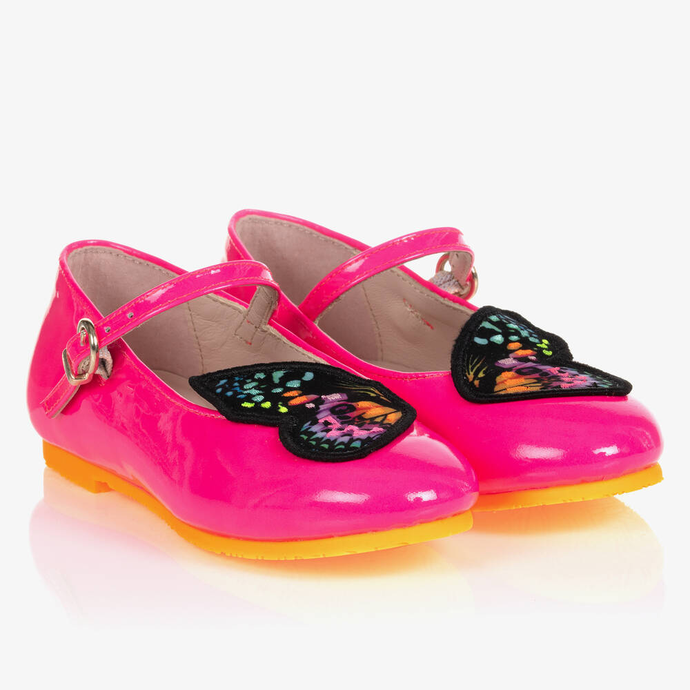 Sophia Webster Mini - حذاء جلد لامع لون زهري للبنات | Childrensalon