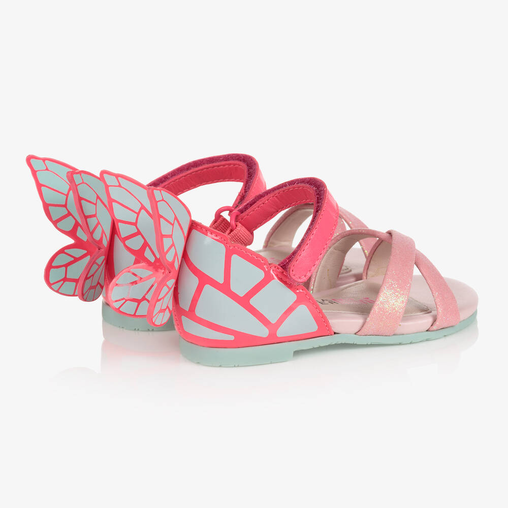 Sophia Webster Mini-Girls Pink & Green Chiara Sandals | Childrensalon Outlet