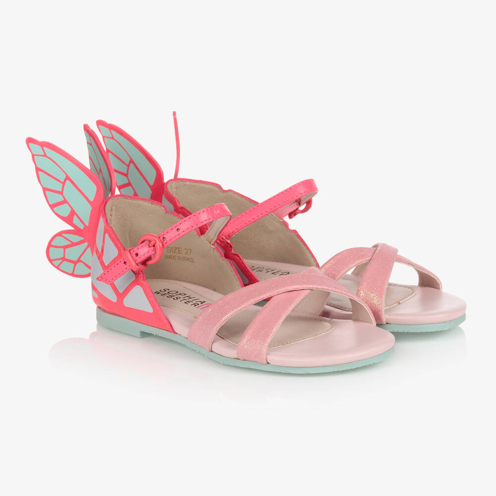 Sophia Webster Mini - Girls Pink & Green Chiara Sandals | Childrensalon