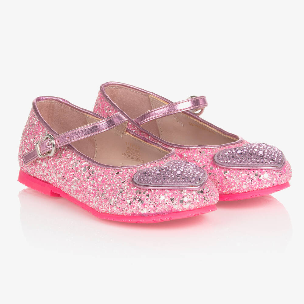 Sophia Webster Mini - Chaussures cuir rose pailleté Amora | Childrensalon