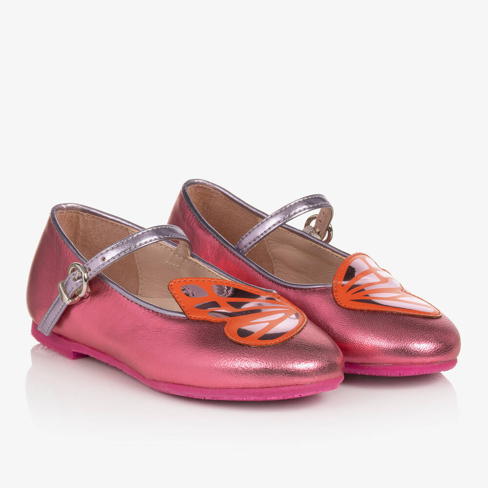 Sophia Webster Mini-Girls Pink Leather Butterfly Pumps | Childrensalon Outlet