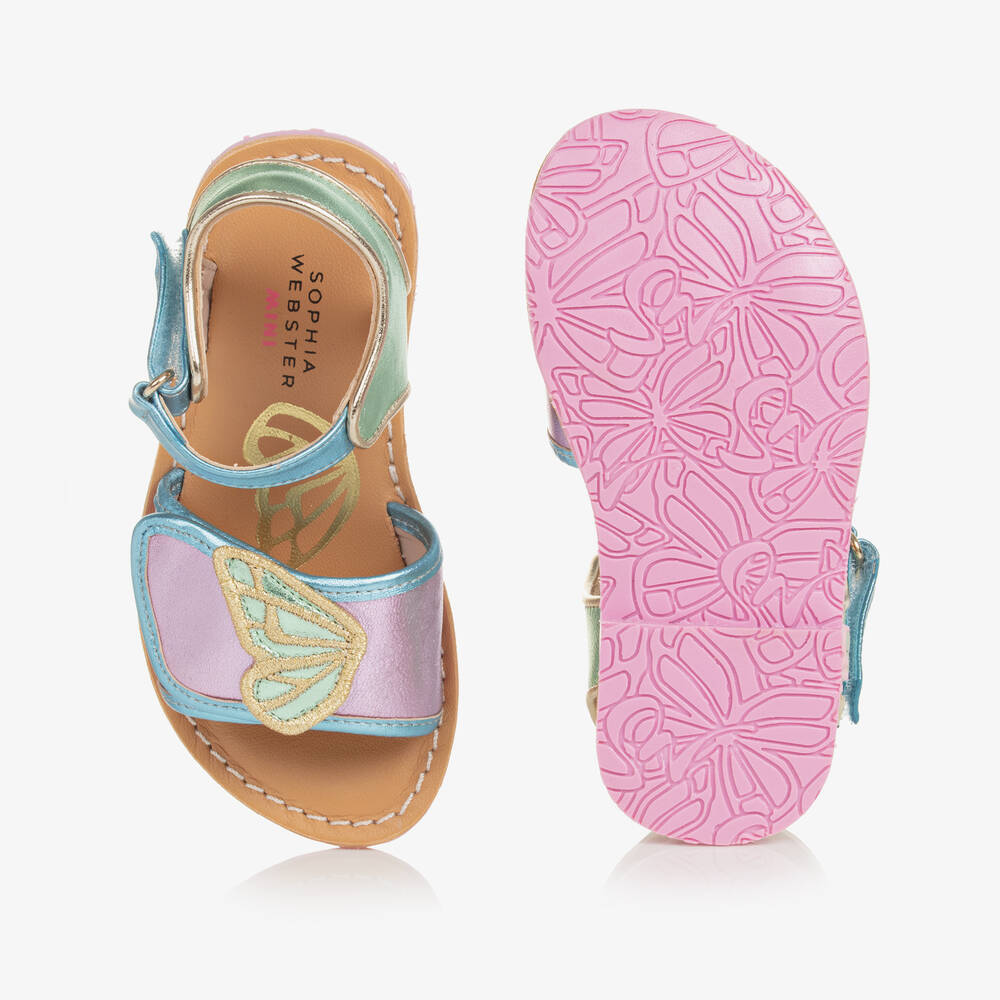 Sophia Webster Mini-Girls Pink Leather Butterfly Sandals | Childrensalon Outlet