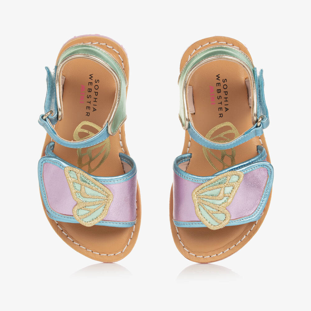 Sophia Webster Mini-Girls Pink Leather Butterfly Sandals | Childrensalon Outlet