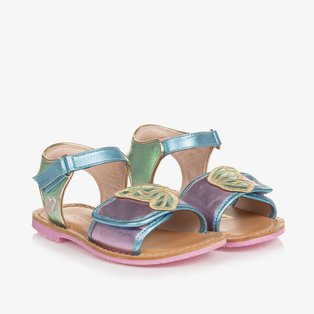 Sophia Webster Mini-Girls Pink Leather Butterfly Sandals | Childrensalon Outlet